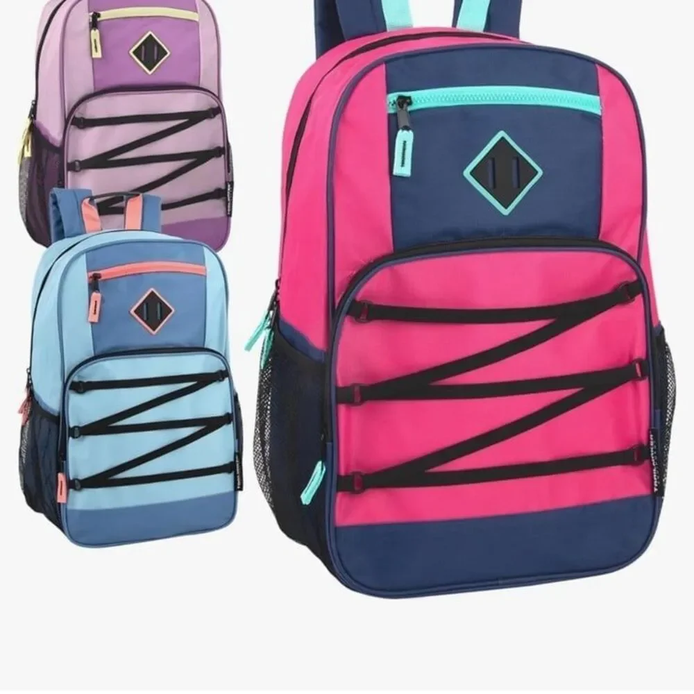 Extra large sturdy laptop/book bag with multiple pockets brand new pink
